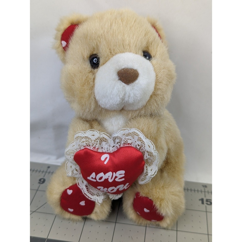 Chosun Tan Bear Plush 6 Inch I Love You Satin Heart Stuffed Animal Toy
